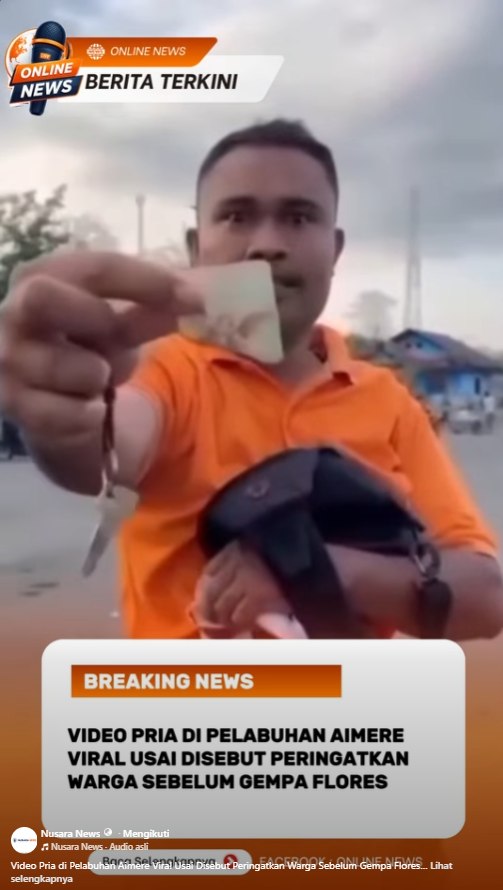 Video Pria di Pelabuhan Aimere Viral Sebelum Gempa Flores